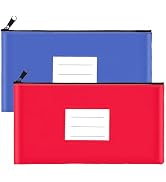 2-Pack Bank Deposit Money Bags with Zipper, 11.2 x 6.1 Inches, PU Leather Cash Pouches with Label...