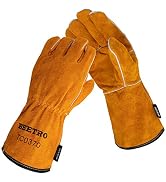 BEETRO Welding Gloves 1 Pair, Cow Leather Forge/Mig/Stick Welder Heat/Fire Resistant, Mitts for O...
