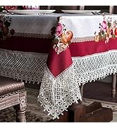 ARTABLE Lace Spring Table Cloth Rectangle Fall Antique Flower Decor Macrame Tablecloth for Outdoo...