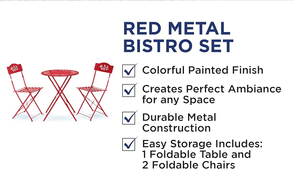 msy100a-rd, alpine corporation, alpine, outdoor furniture, furniture, bistro set, chairs, table