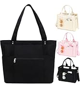 Fammart Large Canvas Tote Bag for Women with Zipper & Compartments, Crossbody Laptop Bags for Wor...
