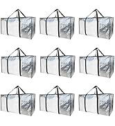 9 Pack Heavy Duty Moving Bags and Storage Bags - Clear Storage Bins with Lids, Moving Boxes with ...