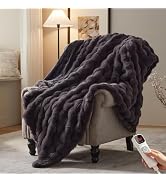 Electric Heated Blanket,50x60 Heating Throw Soft Bubble Flannel Dark Grey | ETL Certified 9 Setti...