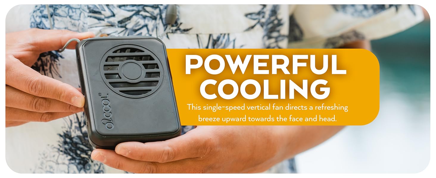O2Cool Deluxe Necklace Fan Gray Held in Hand Powerful Cooling