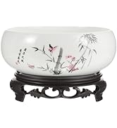 DOITOOL Chinese Ceramic Lotus Bowl Planter 6.2 Inch Water Lily Flower Pot Indoor Bonsai Plant Con...