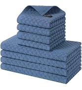 Homaxy 100% Cotton Kitchen Towels and Dishcloths Set, 12 x 12 & 15 x 25 Inches, Set of 8 Bulk Ter...