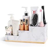 Toothbrush-Holder-for-Bathroom, Aimou Bathroom Organizer Countertop with 6 Compartment Storage Ba...