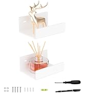 Hexsonhoma 5 Inches U Shape White Acrylic Wall Shelves 2 Pack, Acrylic Small Shelves for Books, H...