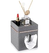 Sumnacon Tissue Box Cover Square Linen Tissue Box, Cube Tissue Box Holder with Top Tray, Stylish ...