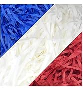 8.5 oz / 240g Patriotic Grass Basket Filler Bulk, Red White Blue Crinkle Cut Paper Shred for Gift...