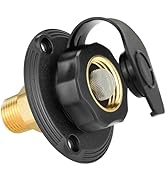 RV City Water Inlet with Brass Check Valve, 3/4 NH Female to 1/2 NPT Male Flange RV Fresh Water I...