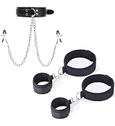 Handcuffs & Nipple Clamps with Collar Choker Set