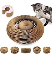 MAXTOOA Magnetic & Reversible Cat Cardboard Scratcher, Cat Toys for Indoor Cats, Collapsible Ball...