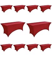 ZarzaaSik 10-Pack 6ft Spandex Table Covers for Rectangle Standard Folding Tables - Wrinkle Resist...
