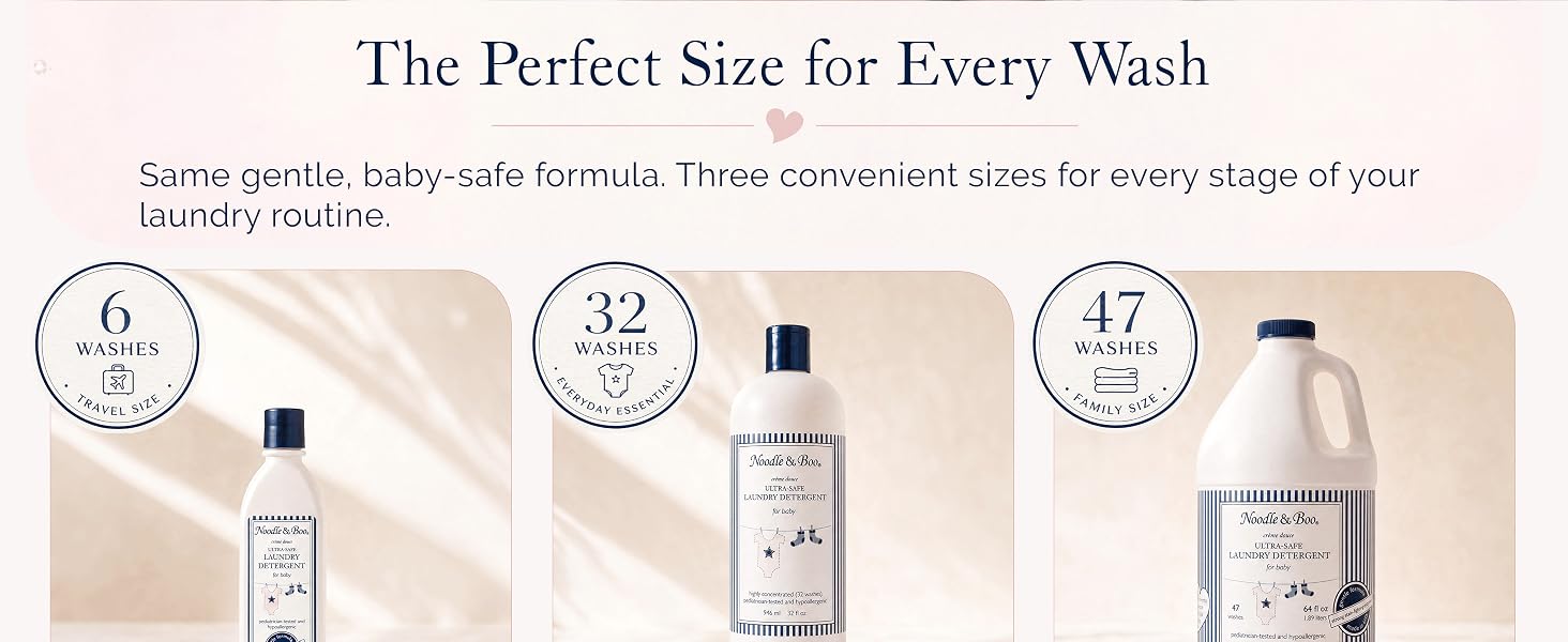 Noodle & Boo Baby Laundry Essentials Ultra-Safe Laundry Detergent - Perfect Sizes