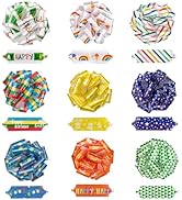 RUSPEPA Birthday Pull Bow for Gift Wrapping - Colorful Design for Birthday, Holiday, Birthday, We...