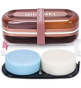Shampoo Bar Holder and Soap Case | Leakproof Travel Container with Lid & Drain Tray | Includes Si...