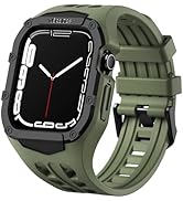 Compatible with Apple Watch Band 45mm 44mm Series 9/8/7/6/5/4/SE/SE2 with Case, Shockproof Rugged...