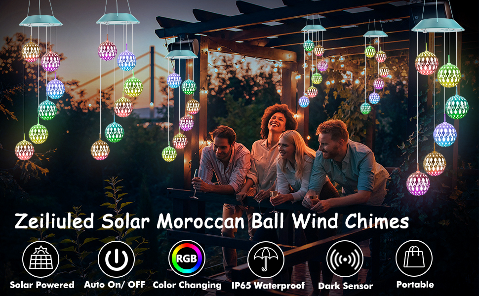 zeiliuled solar moroccan ball wind chimes