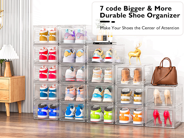 White Clear Shoe Boxes Organizer