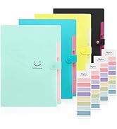 SKYDUE Expanding File Folder with 32 Labels, 5 Pockets A4 Letter Size Accordion Folder Paper Orga...