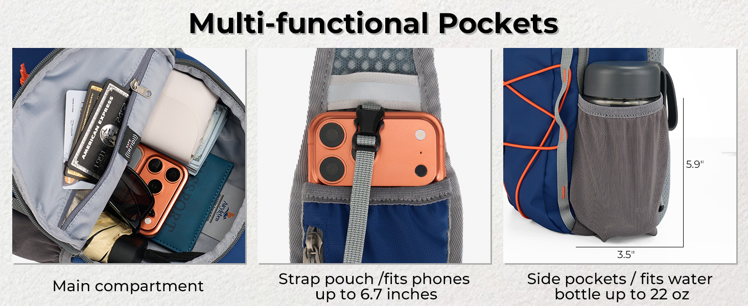 sling bag with water bottle pocket