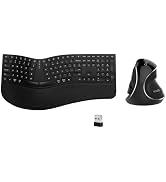DeLUX Full Size Ergonomic Split Keyboard and Wireless Vertical Mouse Combo, GM909 Wireless Split ...