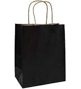 FACEBAG 50 Black gift bag, handle :8x4.75x10 inches, perfect for Christmas, Halloween, commercial...