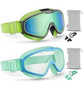 Aegend 2PCS Swim Goggles with Fabric Strap, Kids Swimming Goggles Wide View No Leaking Pool Goggl...