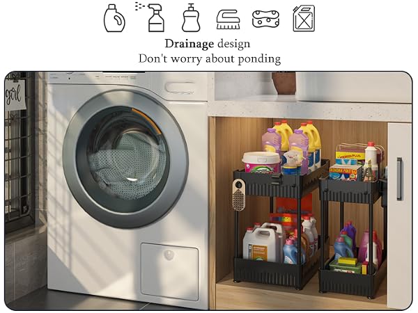 Under sink organizer for laundry room