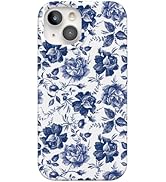 Casely iPhone 15 Case | Rose to Fame | Blue & White Floral | Compatible with MagSafe | Classic Ul...