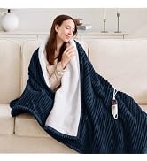 FVERWAG Heated Blanket Full Size Fast Heating Electric Blanket, Navy | ETL Certified Heating Blan...