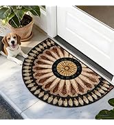 NYZE Sunflower Floral Half Round Rug for Entryway, 24x36 Inch Washable Kitchen Rug, Non-Slip Semi...