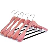 Amber Home 5 Pack American Red Cedar Wood Coat, Suit Hangers with Extra Wide Shoulder, Wooden Jac...