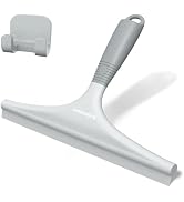 Shower Squeegee for Glass Doors with Hang Hook, 10 Inch Silicone Bathroom Squeegee for Shower Gla...