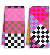 HSIASHENG Trendy Checkered Kitchen Towels, Colorful Funky Checkered Dish Tea Towels, Modern Vibra...