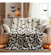 Horaldaily Halloween Flannel Blanket Throw, Bats Beige Soft Fuzzy Plush Cozy Fleece Blankets for ...