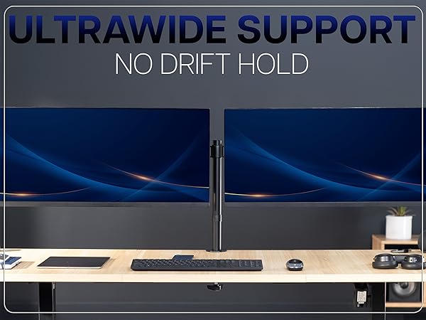 dual ultrawide monitor mount telescoping arms flush wall desk stand vesa 75 100 clamp grommet