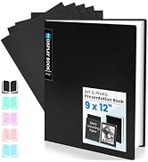Sooez Art Portfolio 9x12 Folder with Black Mounting Paper, 24 Pockets Binder with Plastic Sleeves...