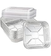 Waytiffer 20-Pack Disposable Aluminum Foil Tins - Heavy Duty Square Cake & Baking Pans with Plast...