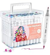 Ohuhu Markers Paper-friendly No Peeling Water-based 60 Colors Dual Brush Fine Tips Coloring Marke...