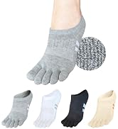 soxsense Cushion No Show Toe Socks For Women Five Finger Socks Low Cut Athletic Running Socks 4 P...