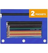 ASBEFORE Pencil Pouch for 3 Ring Binder - 3 Hole Zipper Pen Case Bag Holder Bulk Accessories Clea...