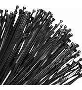 Zip Ties 8 inch, 100 Pack Black Zip Ties with 80 lbs Tensile Strength, Self-Locking Nylon Cable T...