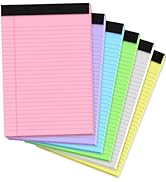 8.5 x 11 Legal Pads, 6 Pack Colored Legal Pads, Wide Ruled, 50 Sheets Per Writing Pad, Multicolor...