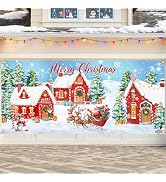 Mocsicka Christmas Notrh Garage Door Banner Cover, Extra Large Red Christmas Garage Decorations, ...