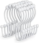 Goowin Shower Curtain Hooks, 12 Pcs Shower Curtain Rings, Stainless Steel Roller Rust-Resistant B...