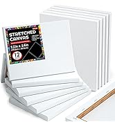 Shuttle Art Stretched Canvas, 12 Pack 11 x 14 Inch Canvases for Painting, 100% Cotton, Primed Whi...
