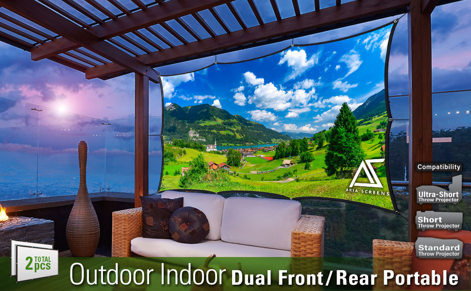 Akia outdoor Indoor Portable dual front rear Projector Screens holiday season 4k ultra hd 3d