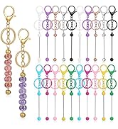 Roctee 22 Pcs Beadable Keychains Bars, Multicolor Blank Beaded Metal Keychain Making Bulk for Cra...